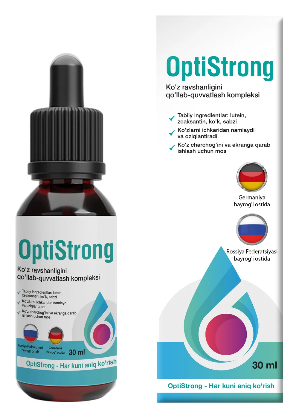 OptiStrong — ko‘rishni qo‘llab-quvvatlovchi tomchilar, 30 ml